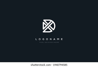 XD logo design monoline. Letter DX monoline logo design. DX combined logo