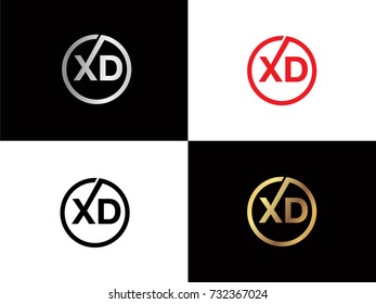 XD Logo. Letter Design Vector with Red and Black Gold Silver Colors



