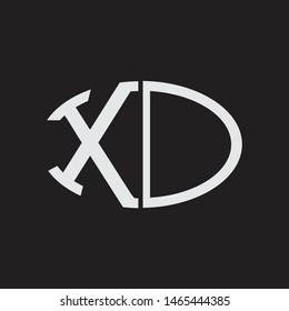 XD Logo letter oval monogram design template with black and white colors