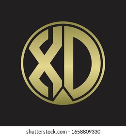 XD Logo monogram circle with piece ribbon style on gold colors