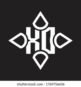 Monograma del logotipo XD con cuatro cono redondeado por la plantilla de diseño de forma