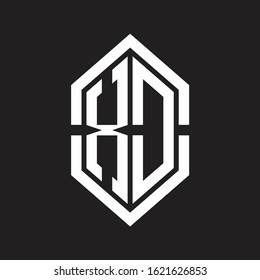 XD Logo monogram with hexagon shape and outline slice style with black and white