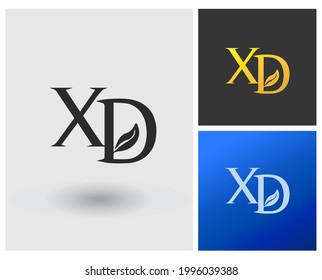 XD logo monogram initial logo template vector design gold leaf herbal