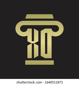 XD Logo monogram with pillar style design template with gold colors