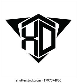 XD Logo monogram with wings arrow around design template on white background