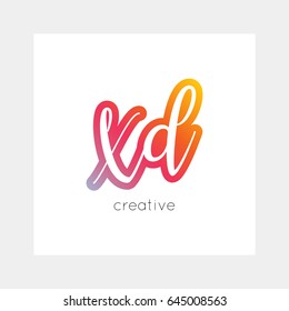 XD logo, vector. Useful as branding, app icon, alphabet combination, clip-art.