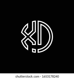 Plantilla de diseño de esquema de estilo de cinta de círculo de logotipo XD monocagrico