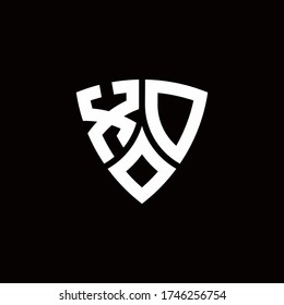 Logotipo de monograma XD con plantilla de diseño de estilo de escudo moderno aislado en fondo negro