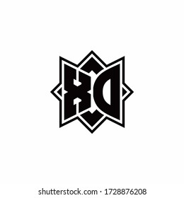 XD monogram logo with square rotate style outline design template