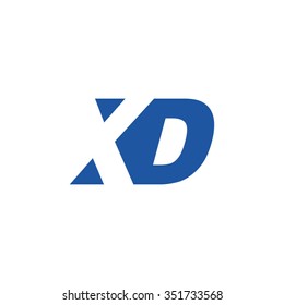 XD negative space letter logo blue