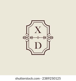 XD vintage wedding initial logo in high quality professional design that will print well across any print media