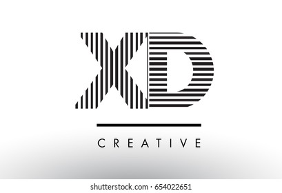 XD X D Black and White Letter Logo Design with Vertical and Horizontal Lines.