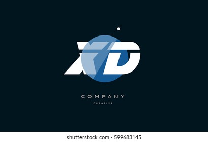 xd x d  blue circle dot big font alphabet company letter logo white design vector icon template 