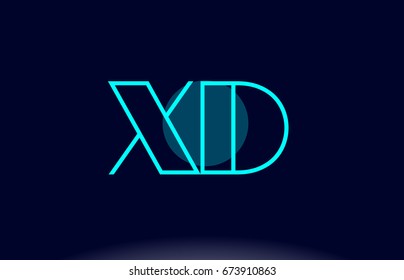 xd x d blue line circle letter logo alphabet creative company vector icon design template