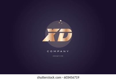 xd x d  gold yellow golden metal metallic bold luxury product modern creative gradient alphabet company logo design vector icon template