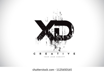 XD X D Grunge Brush Letter Logo Design in Black Colors. Creative Brush Letters Vector Illustration.