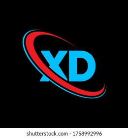 XD X D letter logo design. Initial letter XD linked circle uppercase monogram logo red and blue. XD logo, X D design. xd, x d