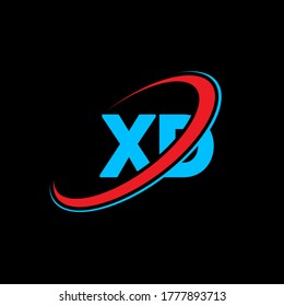 XD X D letter logo design. Initial letter XD linked circle uppercase monogram logo red and blue. XD logo, X D design. xd, x d