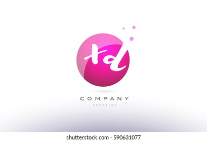 xd x d  sphere pink 3d alphabet company letter combination logo hand writting written design vector icon template 
