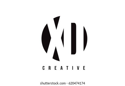 XD X D White Letter Logo Design with Circle Background Vector Illustration Template.