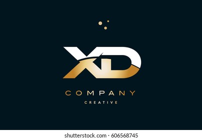 xd x d  white yellow gold golden metal metallic luxury alphabet company letter logo design vector icon template