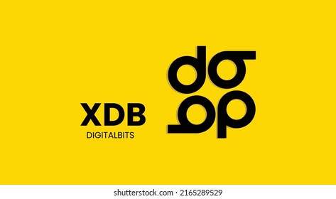XDB coin cryptocurrency 3d logo isolated on yellow background with copy space. vector illustration of DIGITALBITS coin banner design concept.