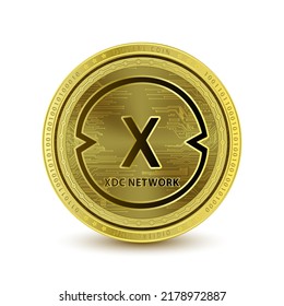 XDC Network (XDC) coin gold isolated on white background. Symbol of business modern gold, money. Cryptocurrency blockchain (crypto currency) alternative currency. 3D Vector illustration.  