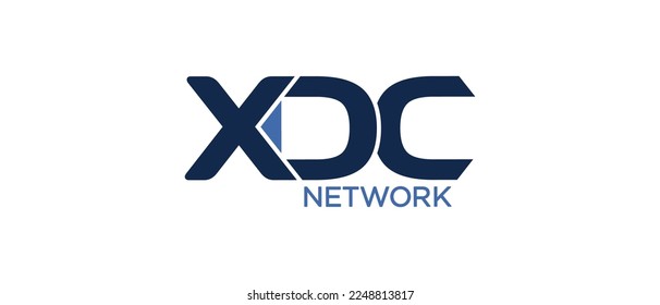 XDC Network cryptowährung XDC Coin, Cryptowährung Logo auf isoliertem Hintergrund mit Text.