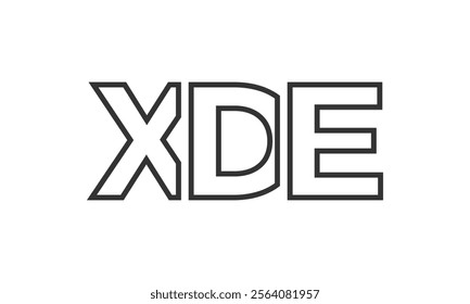 XDE logo design template with strong and modern bold text. Initial based vector logotype featuring simple and minimal typography. Trendy company identity ideal for businesses brand presence.