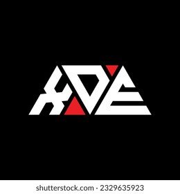 XDE triangle letter logo design with triangle shape. XDE triangle logo design monogram. XDE triangle vector logo template with red color. XDE triangular logo Simple, Elegant, and Luxurious design.