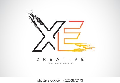 XE Creative Modern Logo Design Vetor with Orange and Black Colors. Monogram Stroke Letter Design.