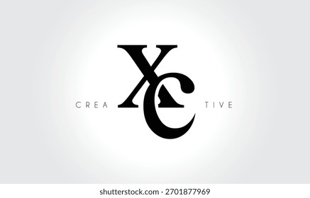 Logotipo elegante del monograma del serif de XE – Letra tipográfica minúscula de lujo para la marca moderna