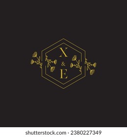 XE elegant wedding initial logo in high quality professional design that will print well across any print media