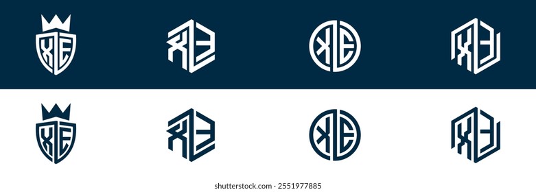 XE EX letter logo set design
