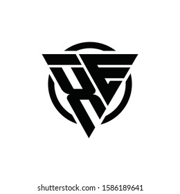 XE EX Triangle Logo Circle Monogram Design Vector Super Hero Concept