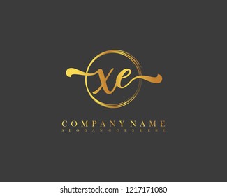 XE initial handwriting logo circle template vector