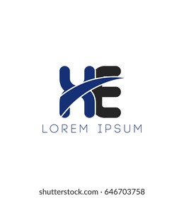 xe initial letter uppercase logo blue and black