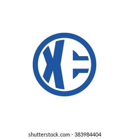 XE initial letters circle business logo blue