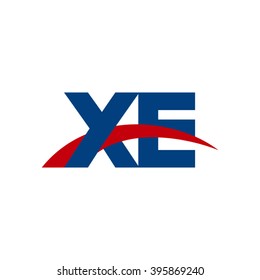 XE initial overlapping swoosh letter logo blue red