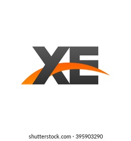 XE initial overlapping swoosh letter logo black orange