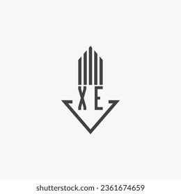 Ilustración del material del logotipo inmobiliario XE. vector de logotipo