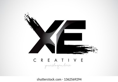 XE Letter Design with Brush Stroke and Modern 3D Look Vector Illustration.