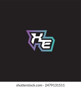 XE letra dinámica y audaz concepto moderno esport gaming monograma logo