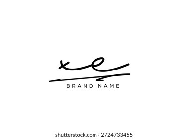 XE letter elegant cursive beauty handwriting logo. symbol design| typography logo| creative mark| corporate identity| signature logo.