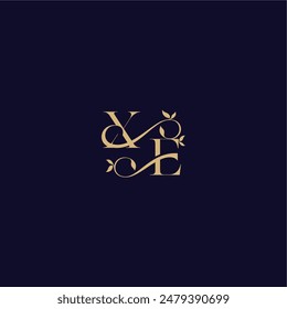 XE letter organic and elegant concept wedding initial beauty leaf monogram logo