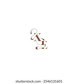 Concepto de logotipo de boda de letra XE monograma de curva elegante audaz y línea de cabello inicial