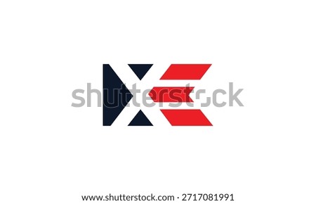 XE logo. Black and red EX letter. EX letter logo design. Initial letter XE monogram logo. 