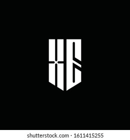 XE logo monogram with emblem style isolated on black background