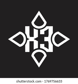 XE Logo monogram with four cone rounded by the shape design template