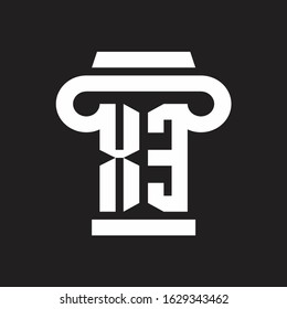 XE Logo monogram with pillar style design template